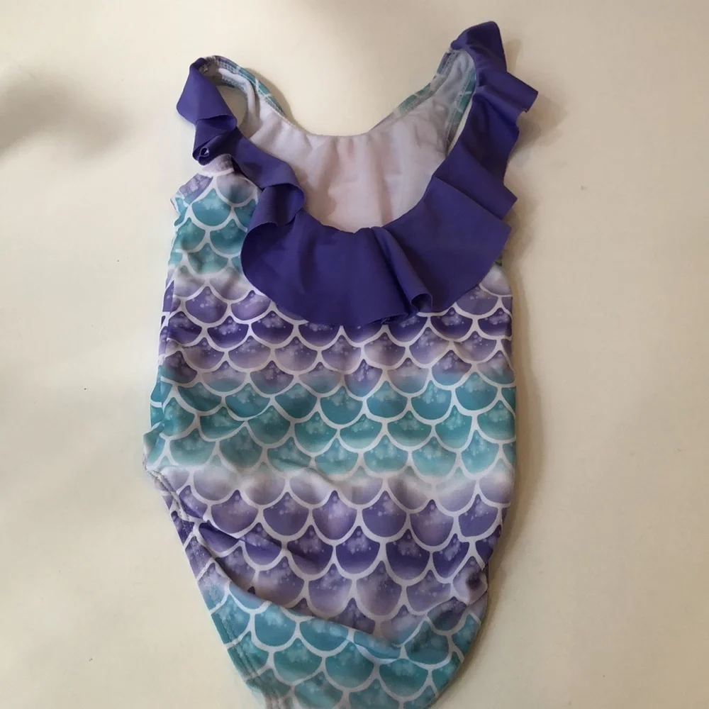 Disney Princess Ariel Mermaid Purple Teal Swimsuit Little Girls XS